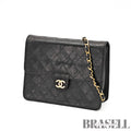 CHANEL Matelasse Push Lock Chain Shoulder Bag Lambskin Black【ImportFeeFREE】