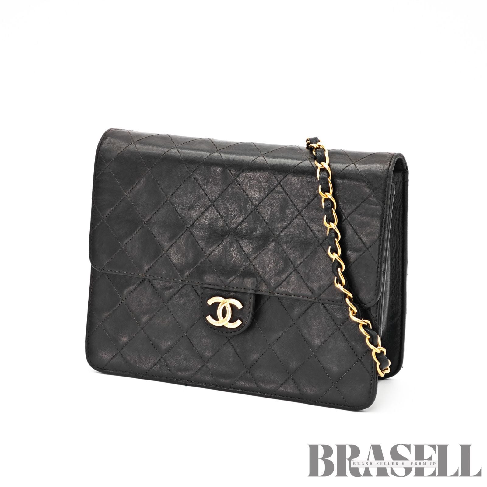 CHANEL Matelasse Push Lock Chain Shoulder Bag Lambskin Black【ImportFeeFREE】