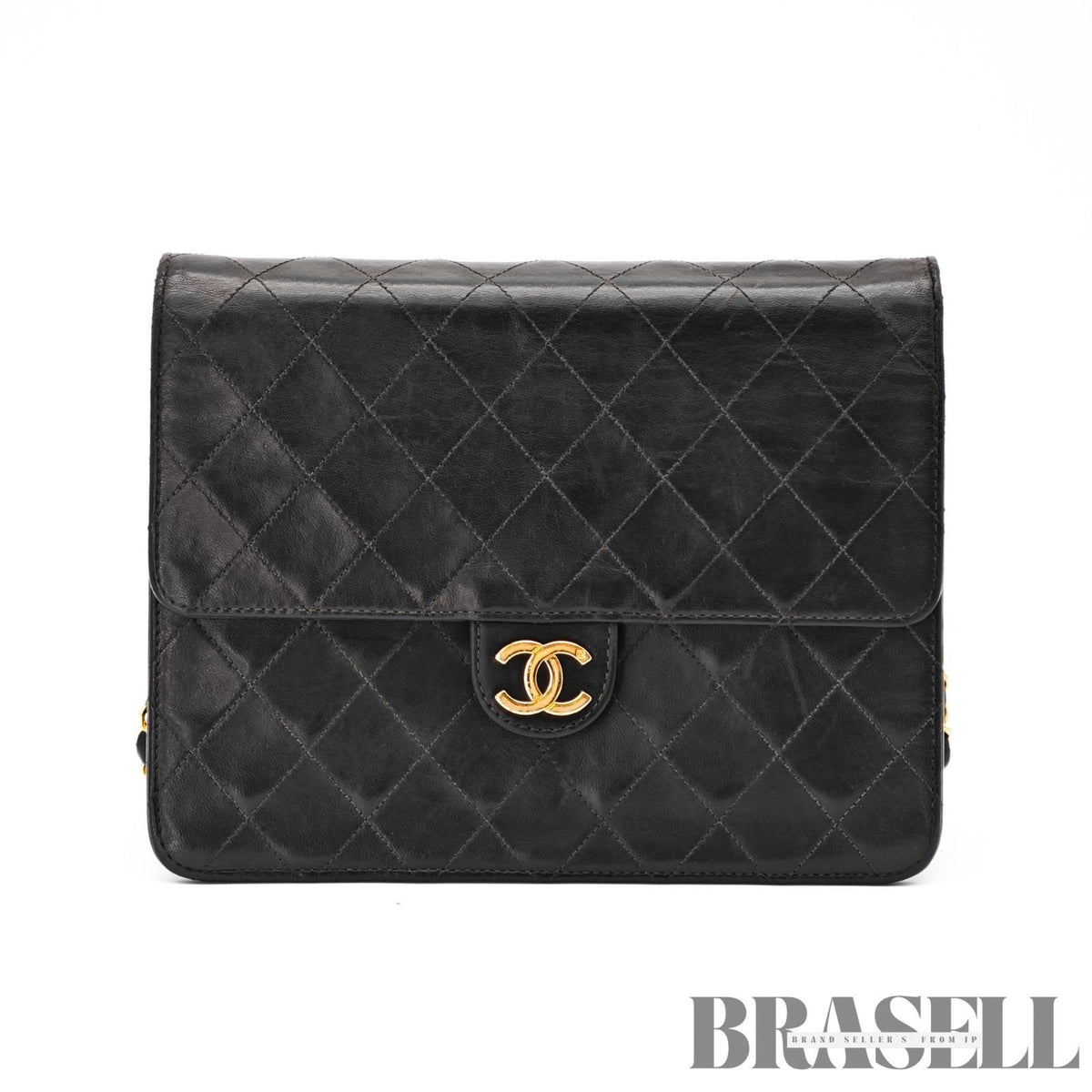 CHANEL Matelasse Push Lock Chain Shoulder Bag Lambskin Black【ImportFeeFREE】