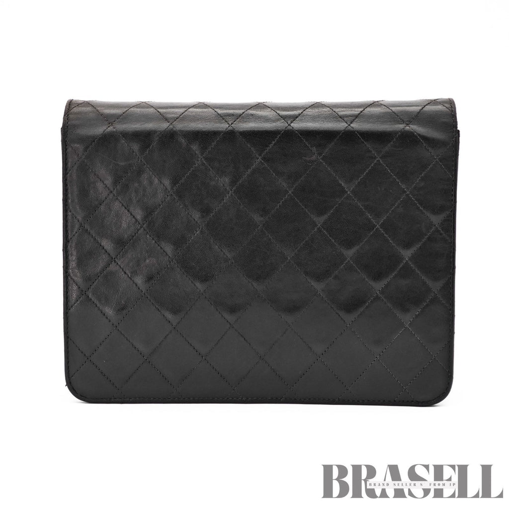 CHANEL Matelasse Push Lock Chain Shoulder Bag Lambskin Black【ImportFeeFREE】