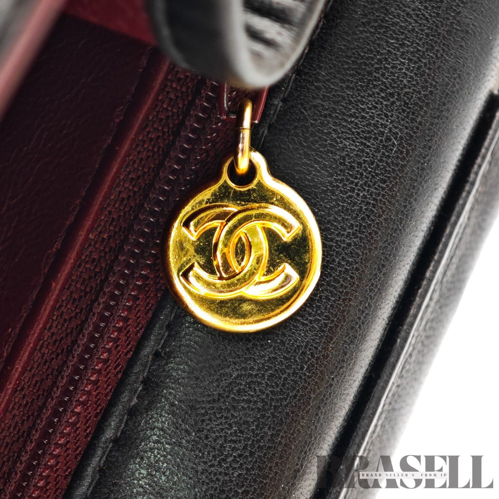 CHANEL Matelasse Push Lock Chain Shoulder Bag Lambskin Black【ImportFeeFREE】