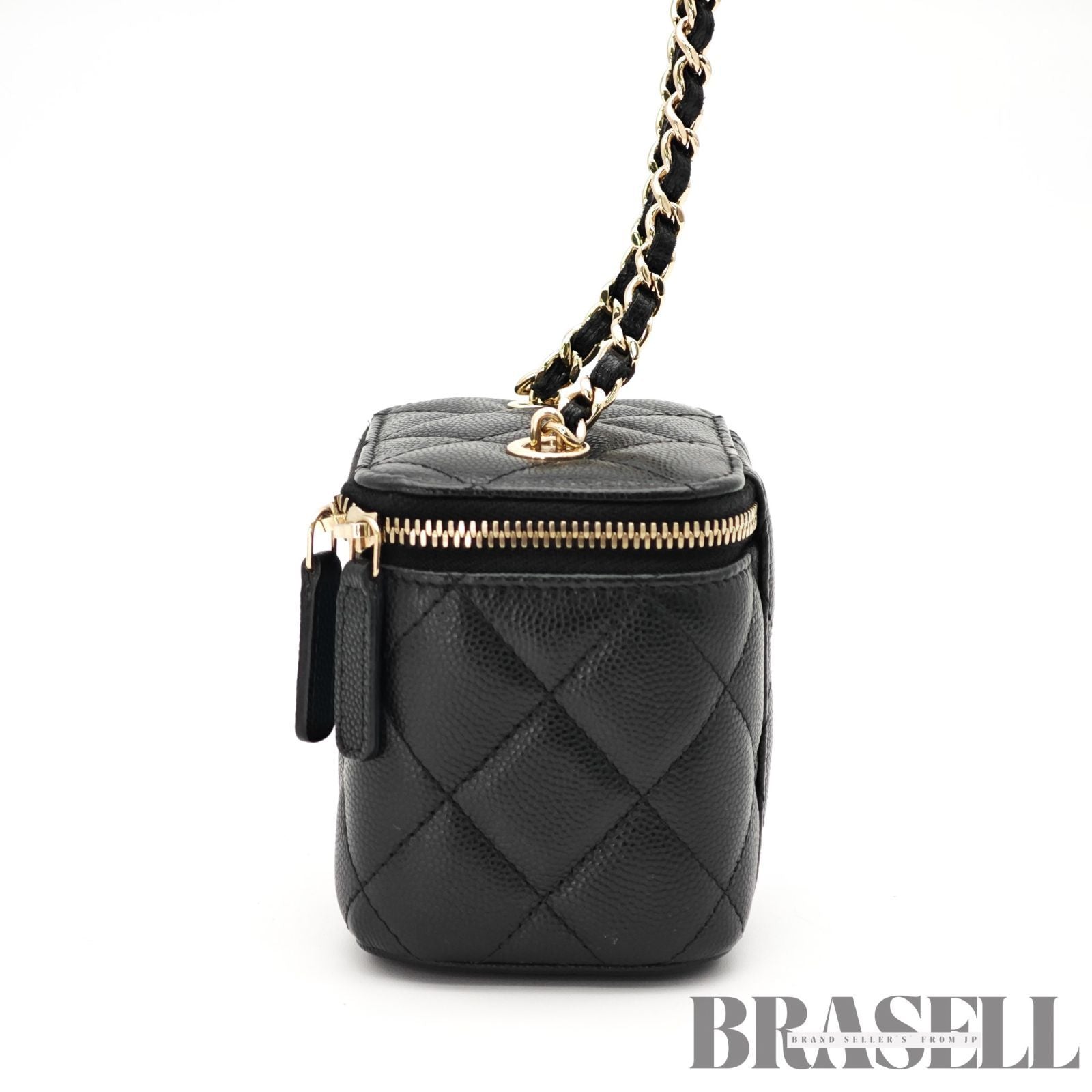CHANEL Mini Vanity Bag Chain Shoulder Bag Poach Leather Black 【ImportFeeFREE】