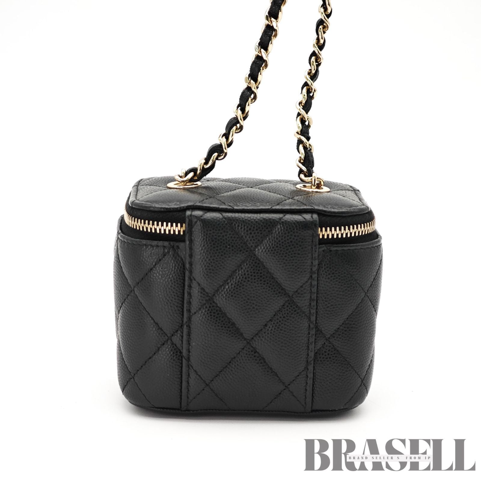 CHANEL Mini Vanity Bag Chain Shoulder Bag Poach Leather Black 【ImportFeeFREE】