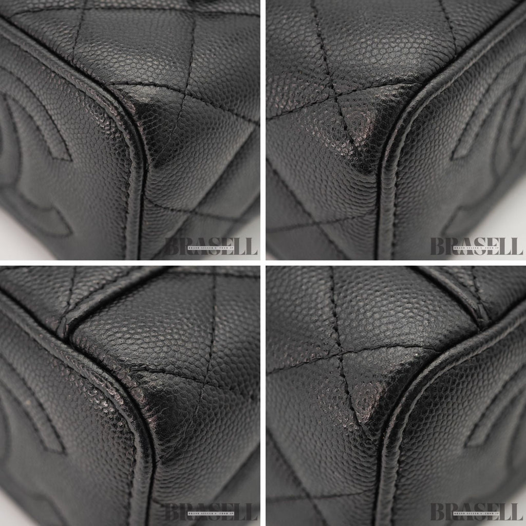 CHANEL Mini Vanity Bag Chain Shoulder Bag Poach Leather Black 【ImportFeeFREE】