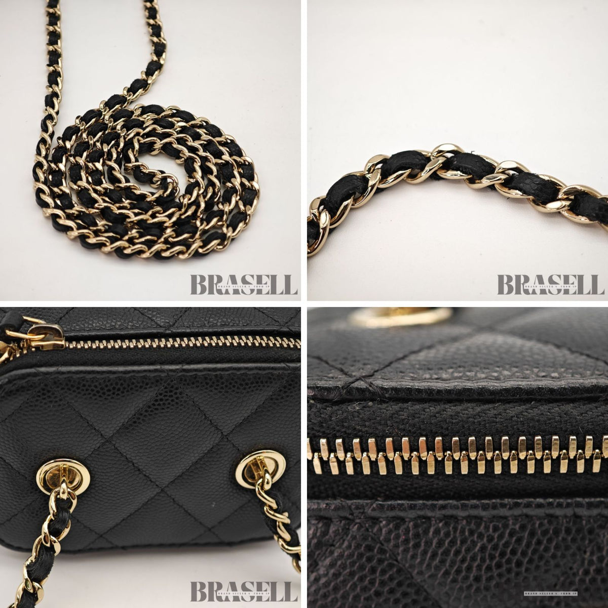 CHANEL Mini Vanity Bag Chain Shoulder Bag Poach Leather Black 【ImportFeeFREE】