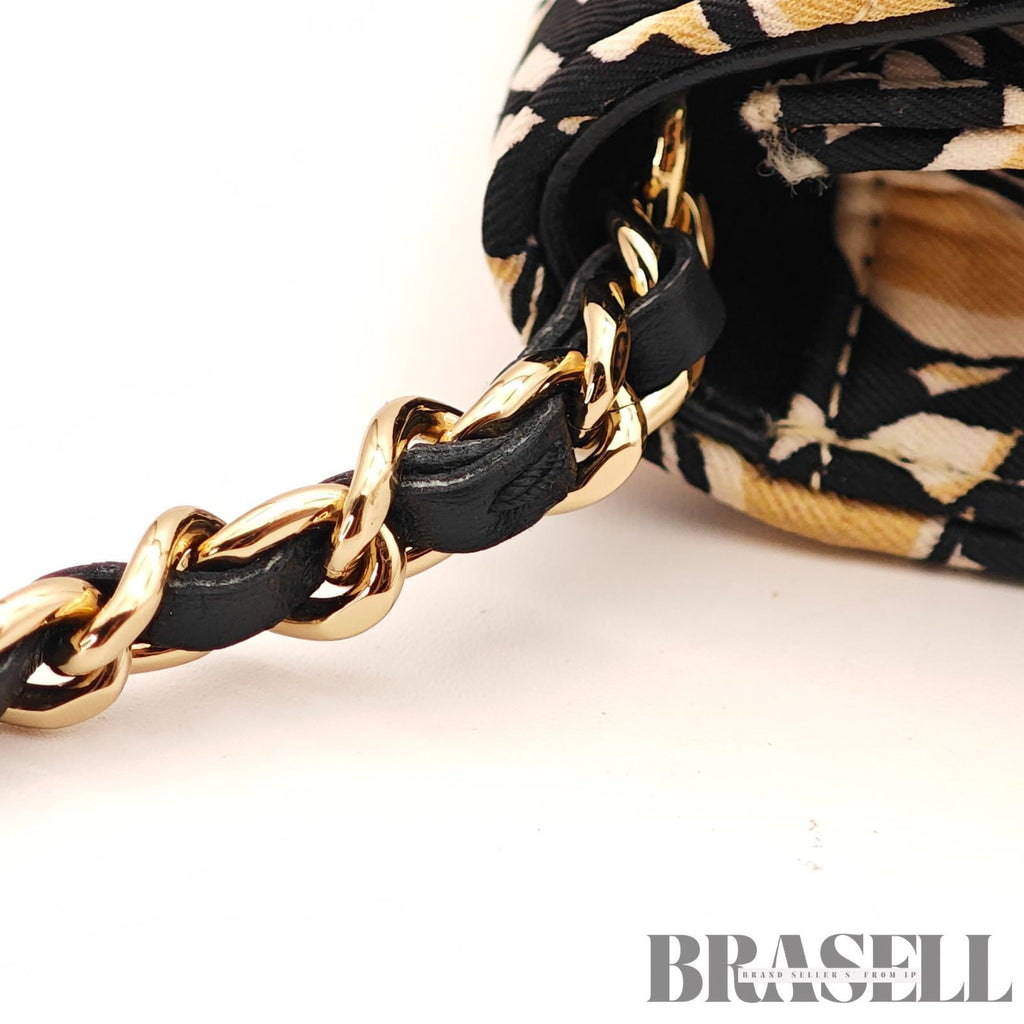 CHANEL CC Quilted Mini Chain Shoulder Bag Beige Graphic Print 【ImportFeeFREE】