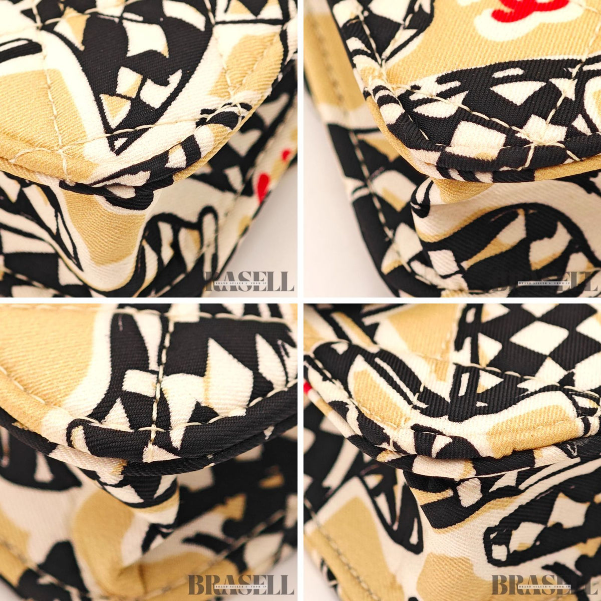 CHANEL CC Quilted Mini Chain Shoulder Bag Beige Graphic Print 【ImportFeeFREE】