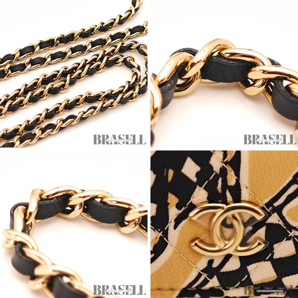 CHANEL CC Quilted Mini Chain Shoulder Bag Beige Graphic Print 【ImportFeeFREE】