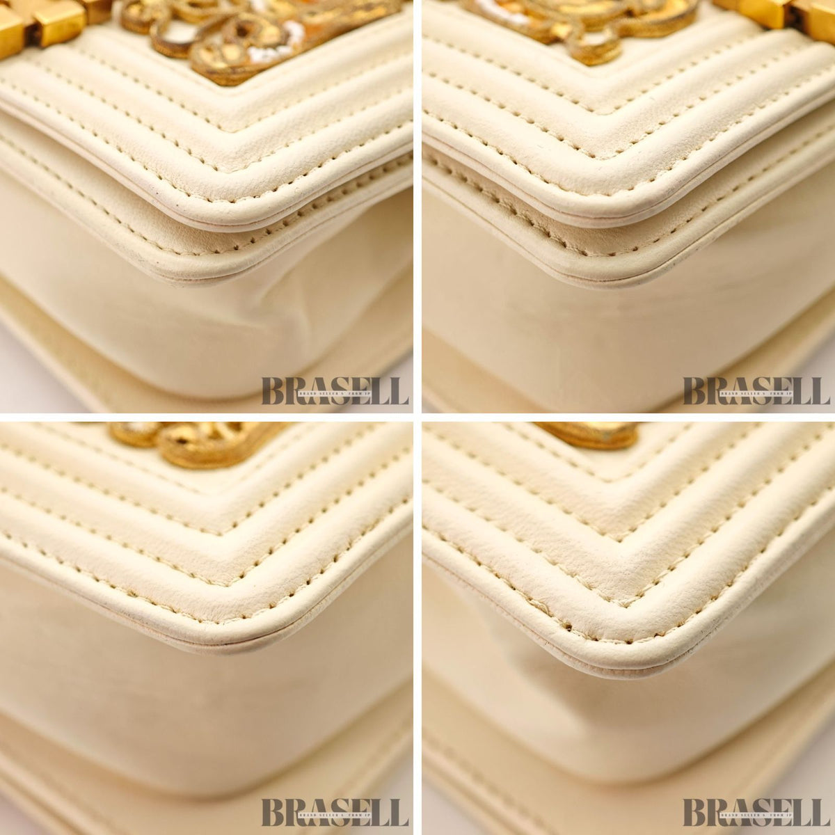 CHANEL Mini Boy Chanel Beaded Embellished Shoulder Bag White 【ImportFeeFREE】
