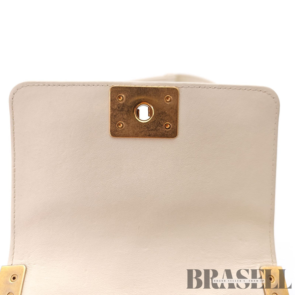 CHANEL Mini Boy Chanel Beaded Embellished Shoulder Bag White 【ImportFeeFREE】