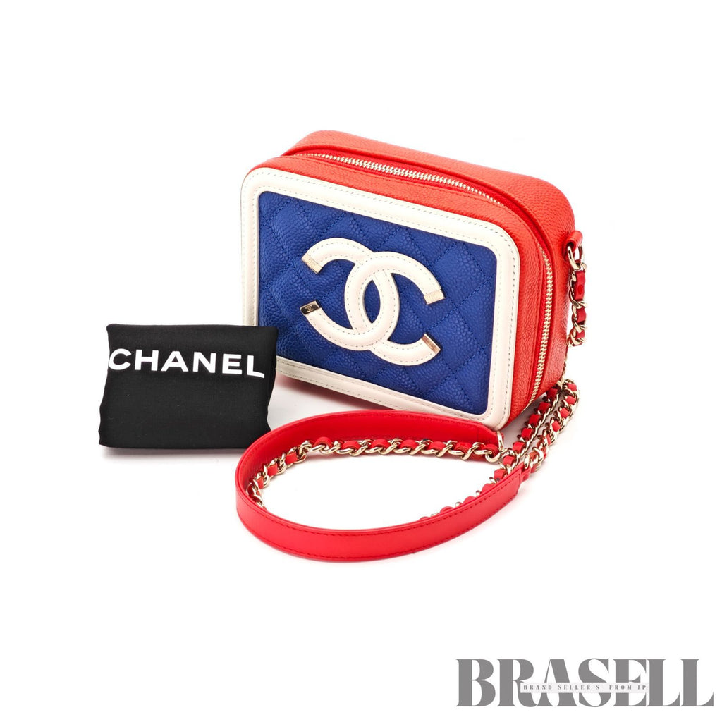 CHANEL CC Filigree Tricolor Mini Bag Red Blue White Coco Mark 【ImportFeeFREE】