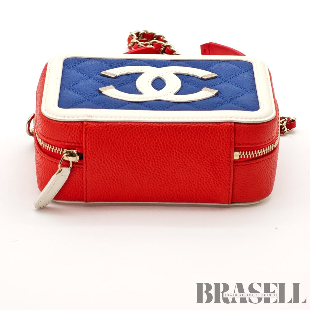 CHANEL CC Filigree Tricolor Mini Bag Red Blue White Coco Mark 【ImportFeeFREE】