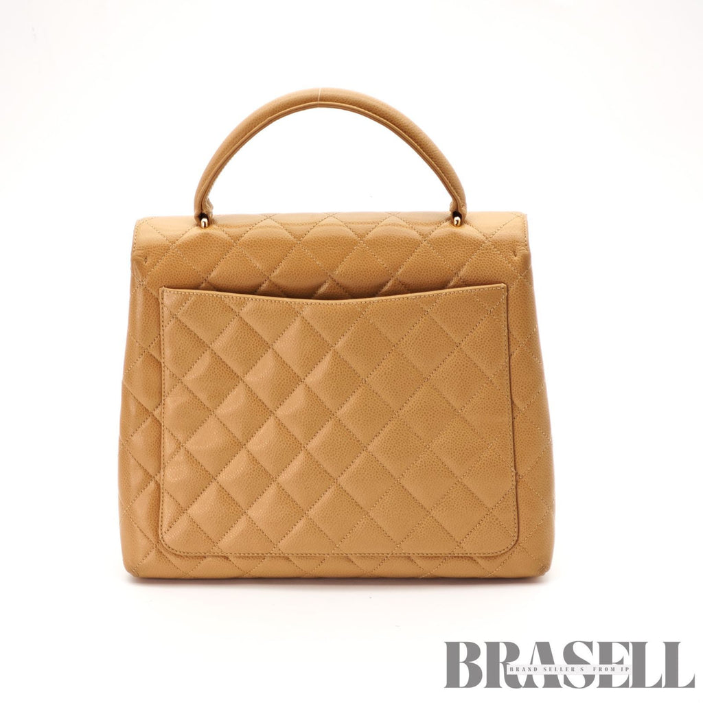 CHANEL Beige Top Handle Flap Bag Coco Mark Handbag Leather 【ImportFeeFREE】