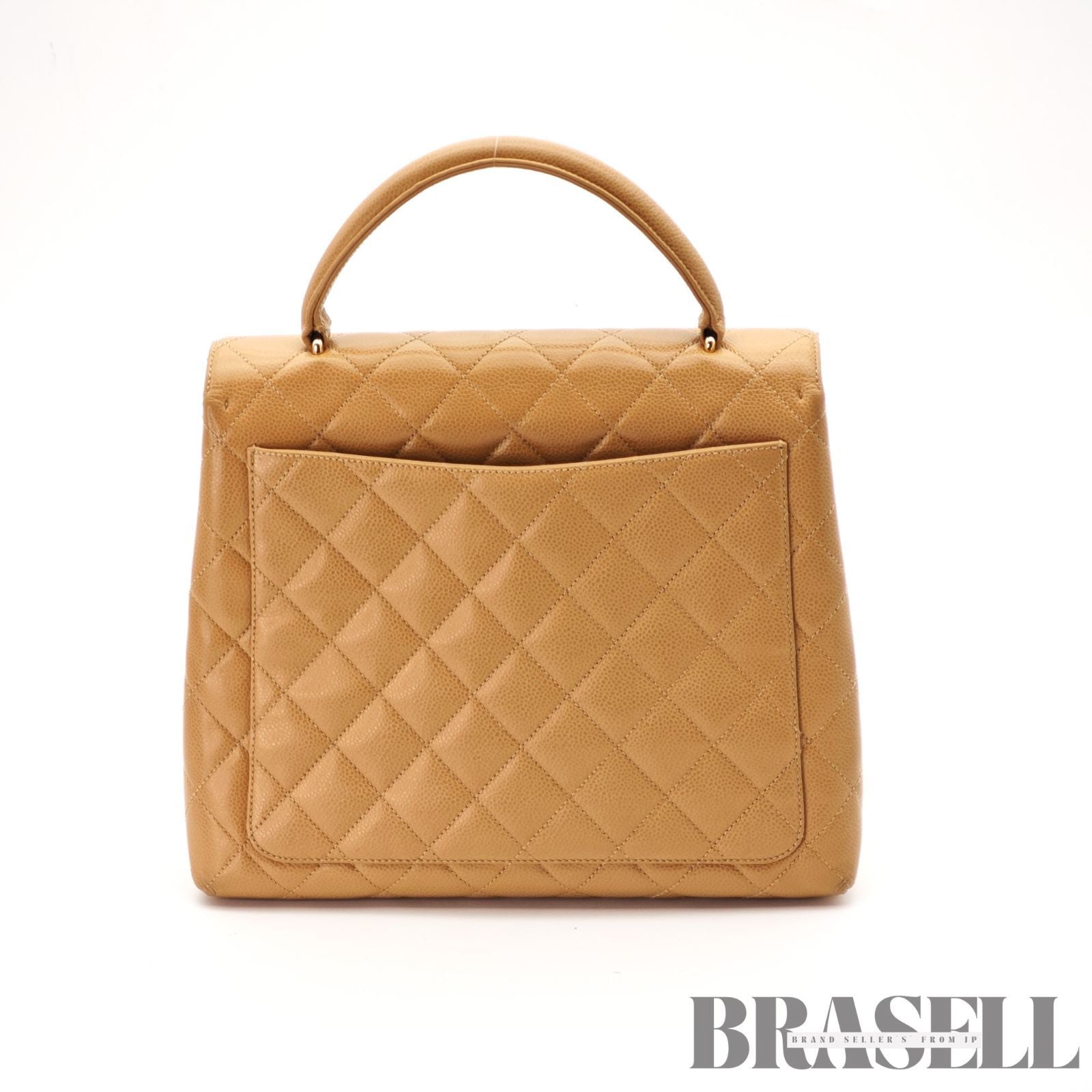 CHANEL Beige Top Handle Flap Bag Coco Mark Handbag Leather 【ImportFeeFREE】