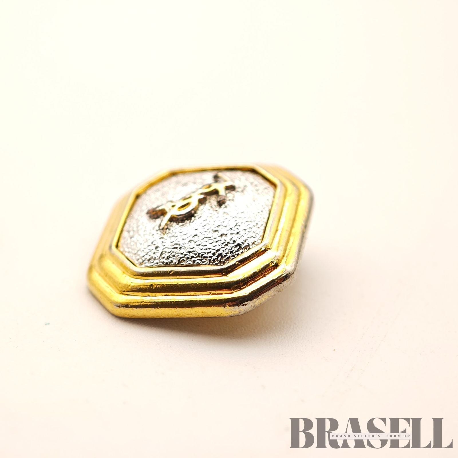 Yves Saint Laurent Octagon Clip-On Earrings Gold Tone Earrings【ImportFeeFREE】