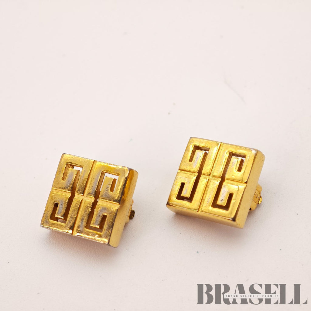Givenchy Gold Tone Clip-On Earrings Vintage Fashion Jewelry【ImportFeeFREE】