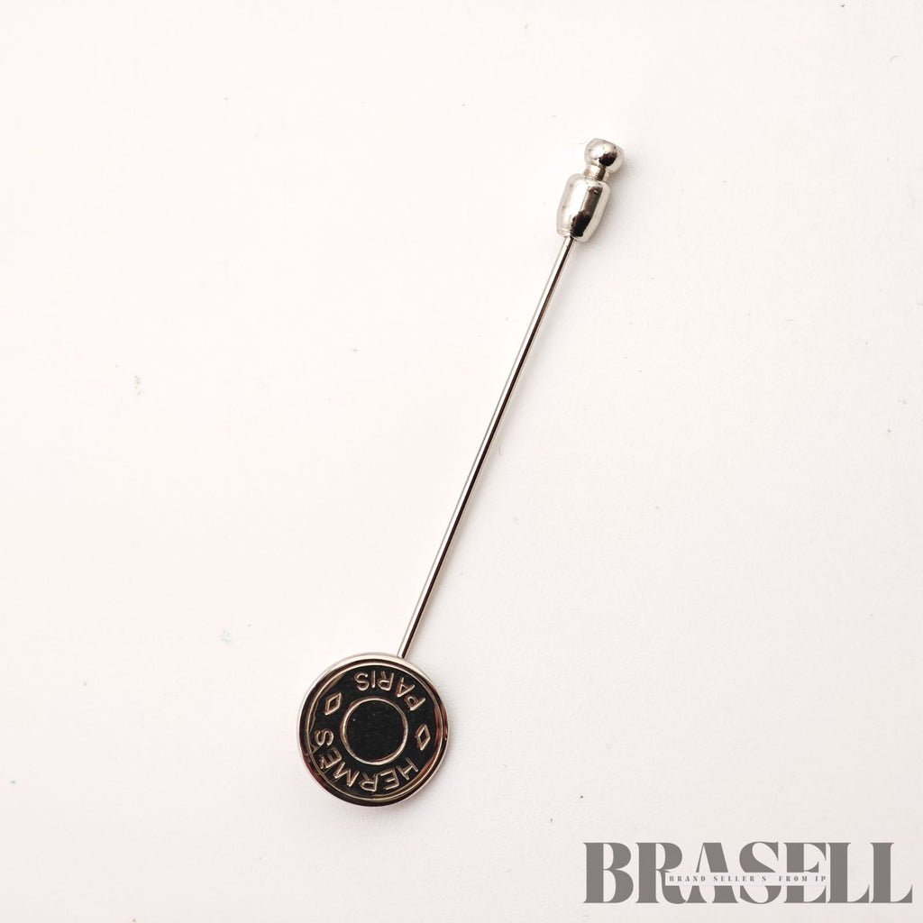 Hermes Sellier Pin Brooch Silver Tone Women's Signed Brooch【ImportFeeFREE】