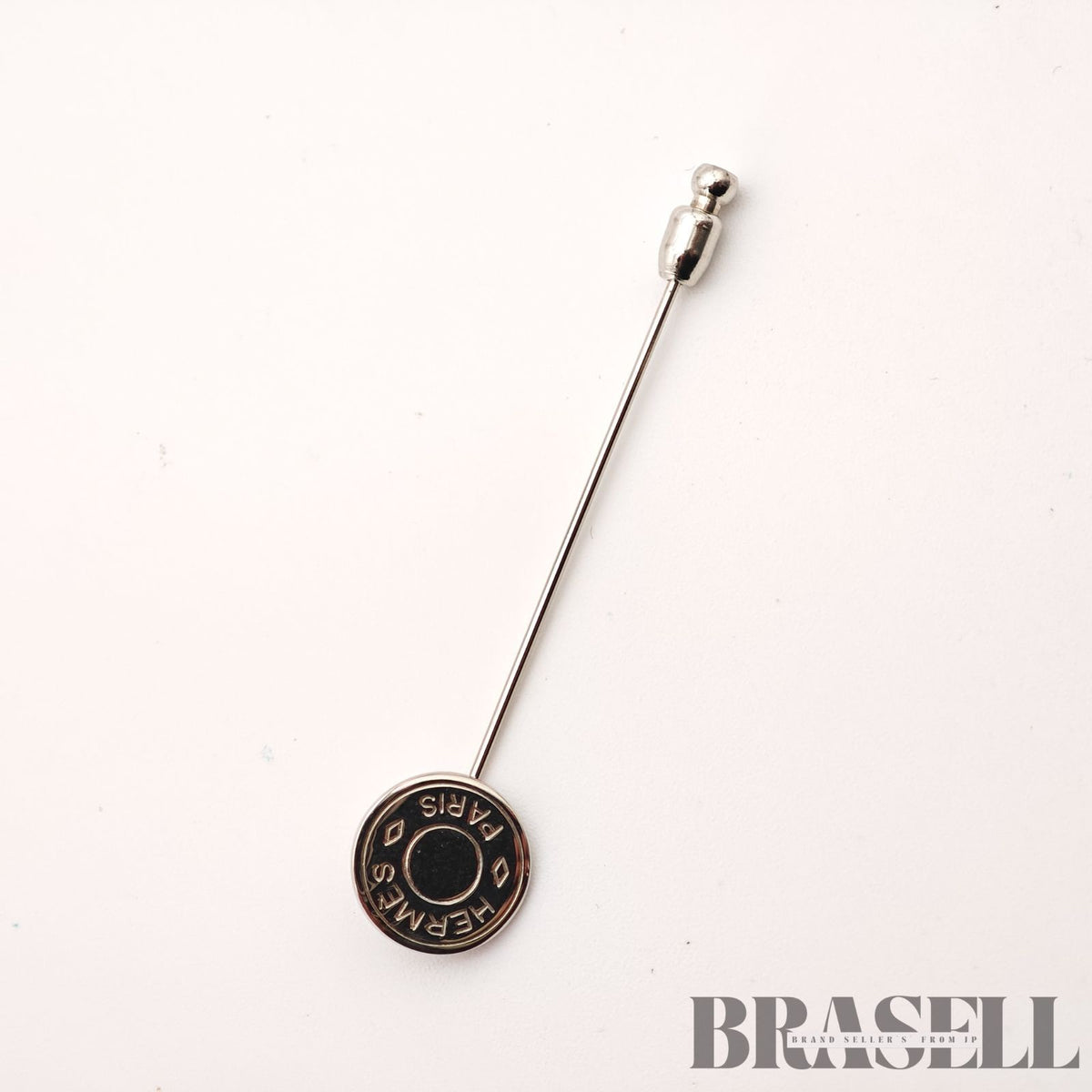 Hermes Sellier Pin Brooch Silver Tone Women's Signed Brooch【ImportFeeFREE】