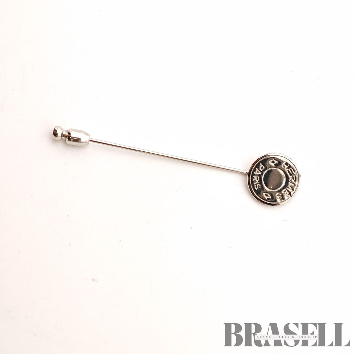 Hermes Sellier Pin Brooch Silver Tone Women's Signed Brooch【ImportFeeFREE】
