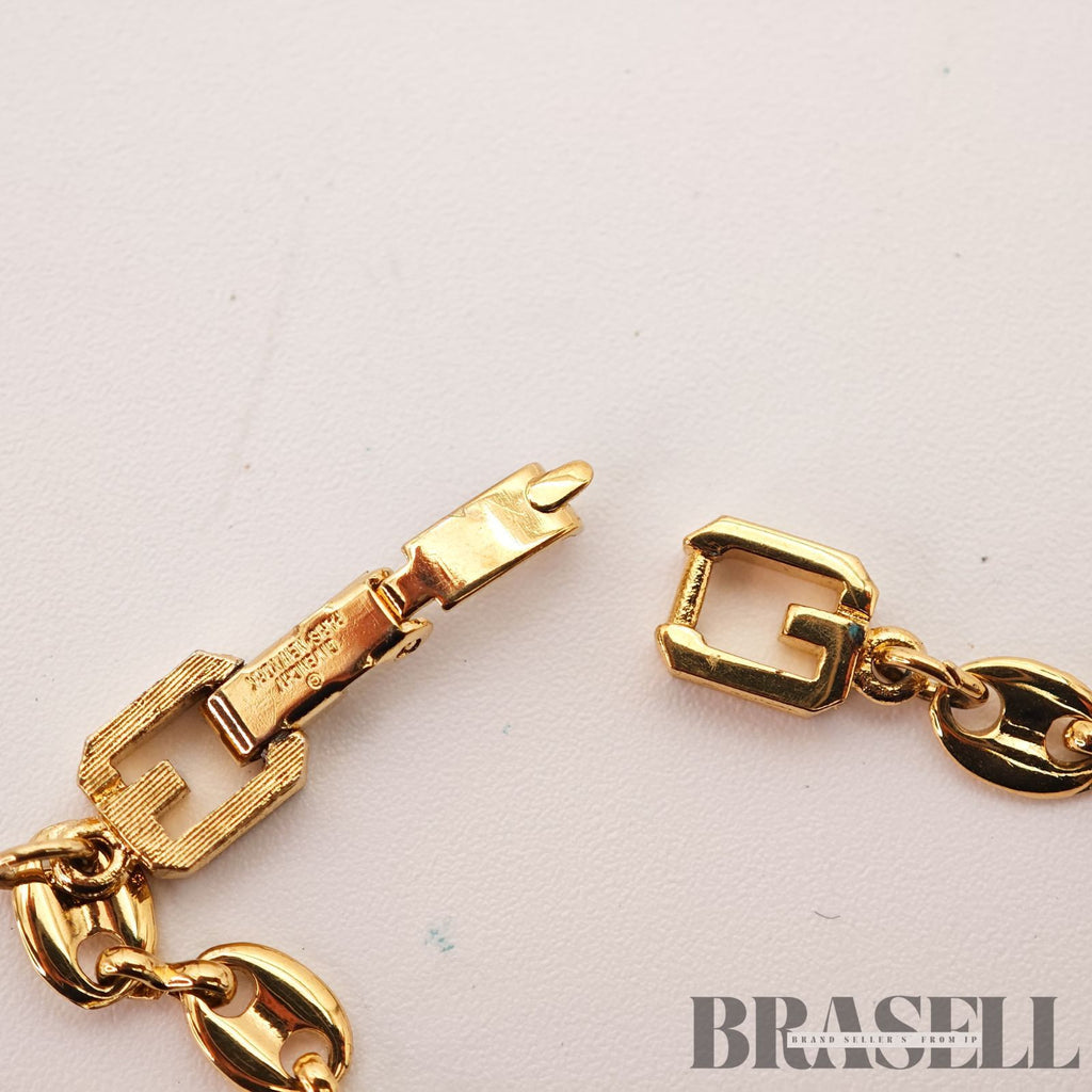 Givenchy G Logo Bracelet Gold Tone Vintage Fashion Jewelry【ImportFeeFREE】