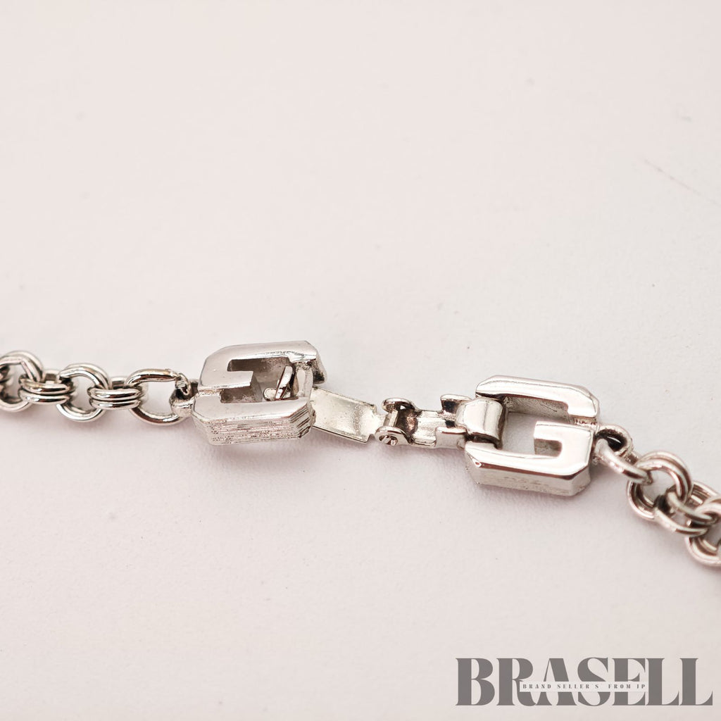 Givenchy G Logo Necklace Silver Tone Women's Vintage Necklace【ImportFeeFREE】