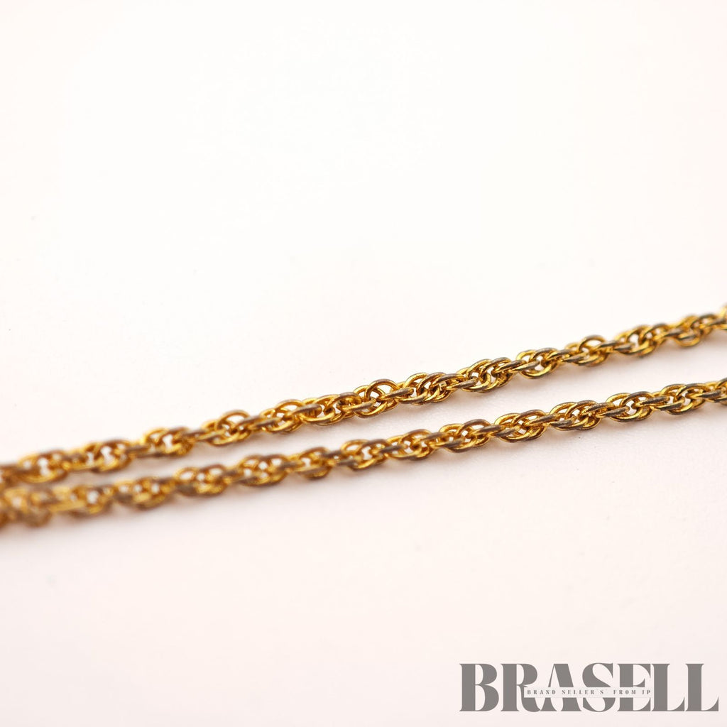 Givenchy G Logo Rhinestone Gold Tone Necklace Pendant 【ImportFeeFREE】