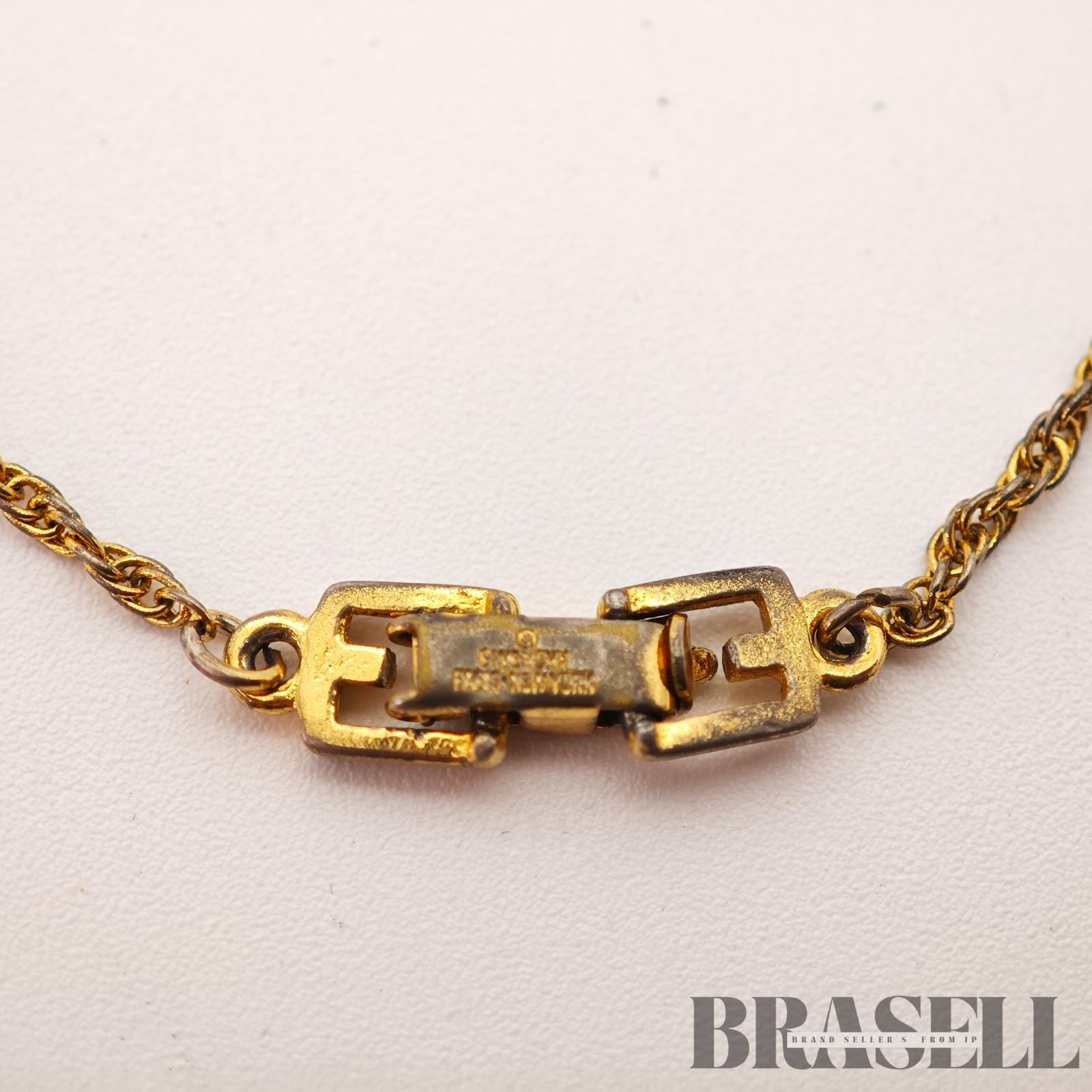 Givenchy G Logo Rhinestone Gold Tone Necklace Pendant 【ImportFeeFREE】