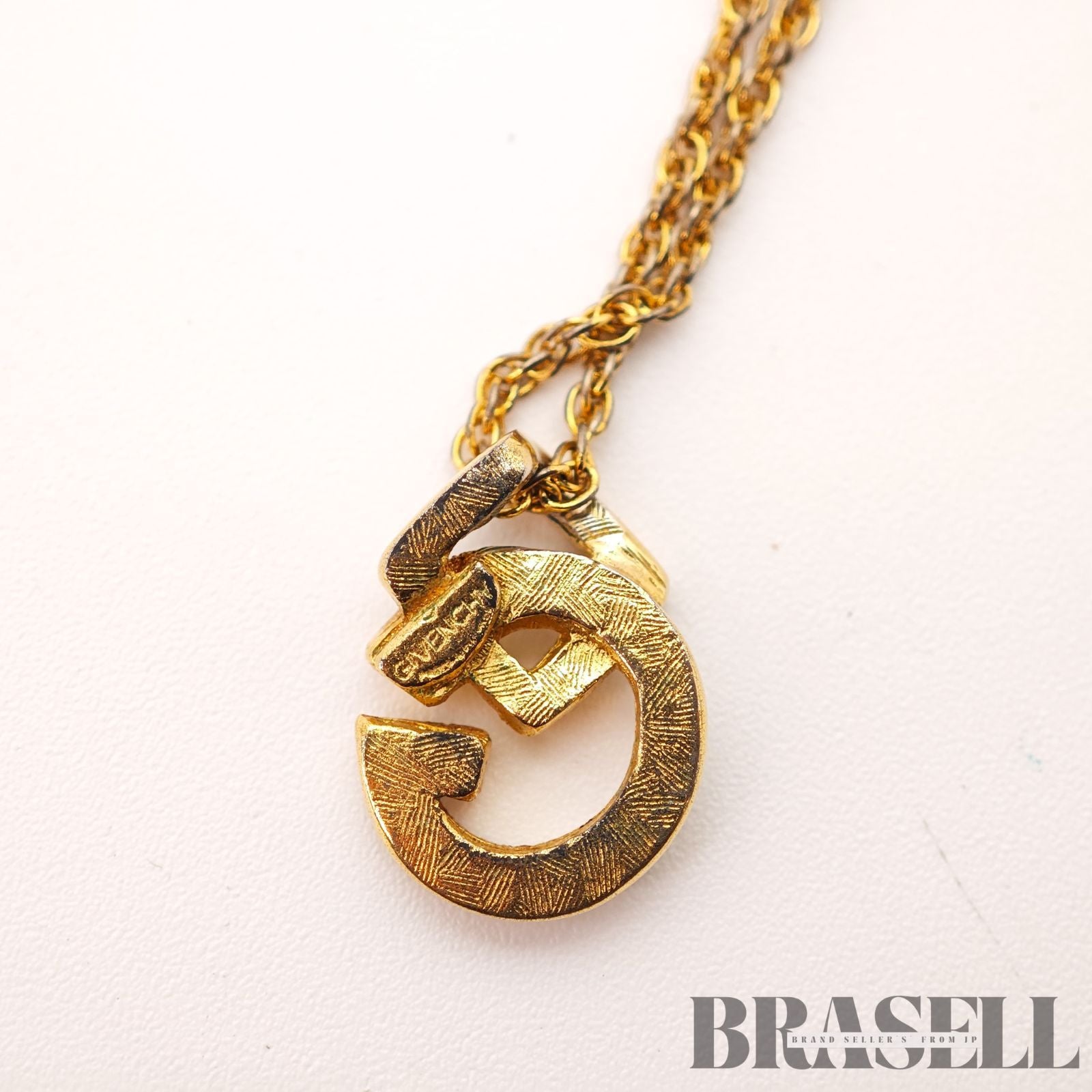 Givenchy G Logo Rhinestone Gold Tone Necklace Pendant 【ImportFeeFREE】