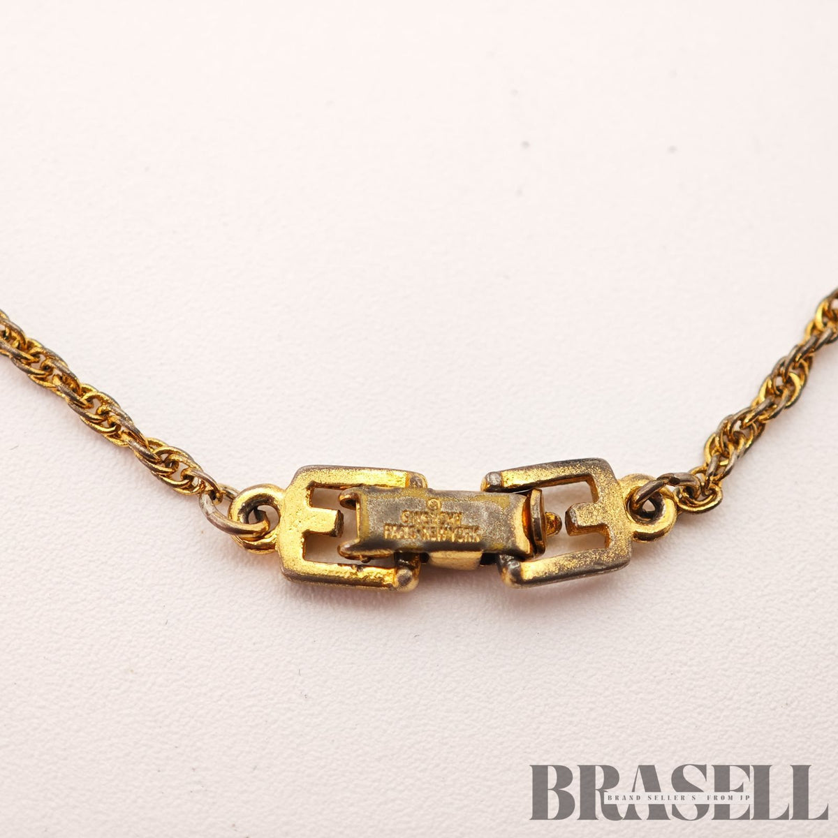 Givenchy G Logo Rhinestone Gold Tone Necklace Pendant 【ImportFeeFREE】