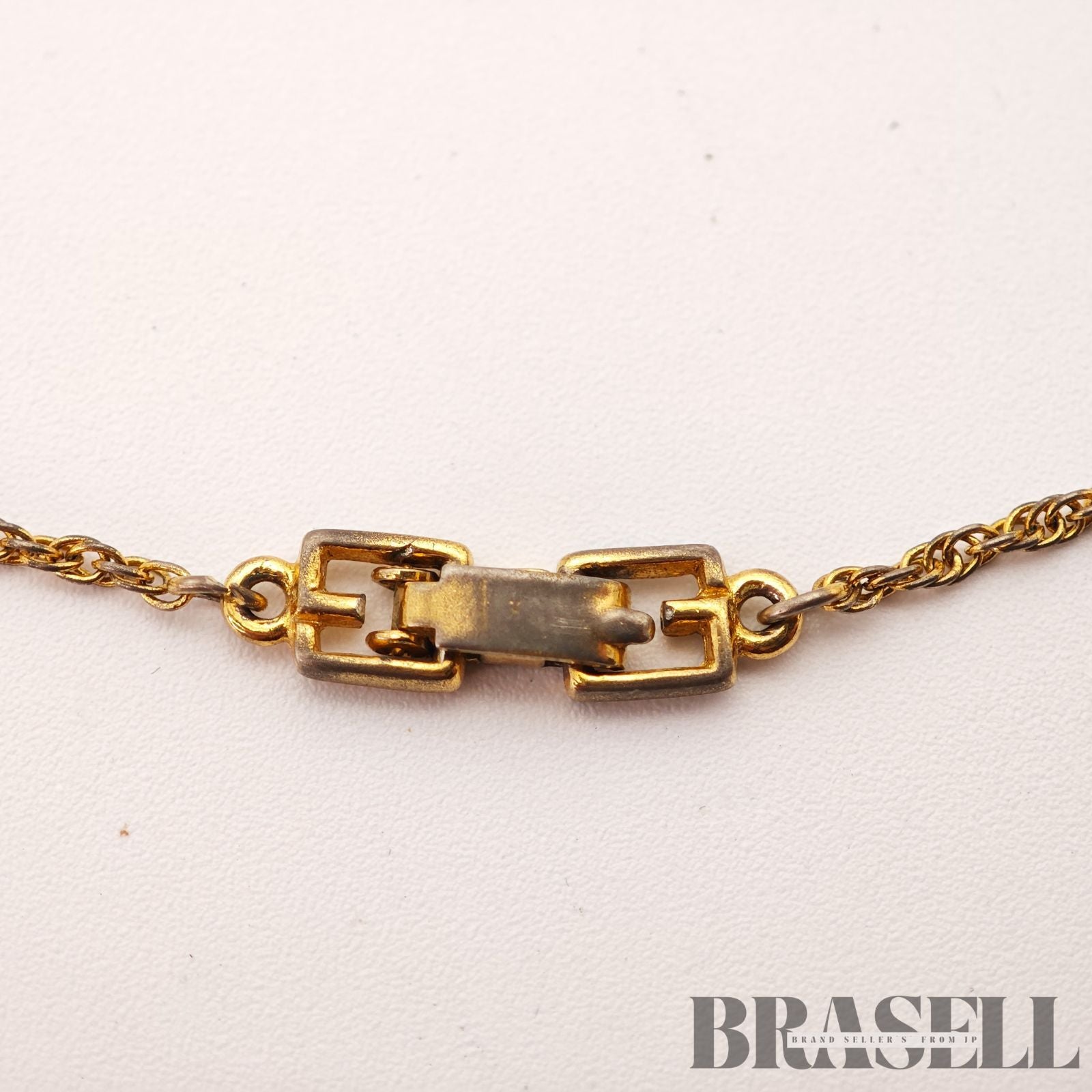 Givenchy G Logo Rhinestone Gold Tone Necklace Pendant 【ImportFeeFREE】