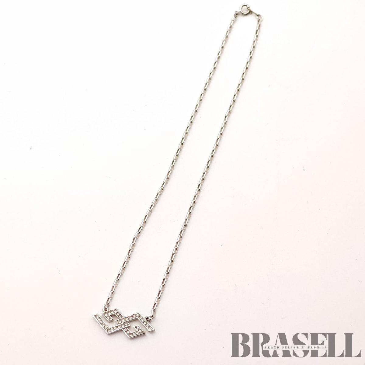 Givenchy G Logo Rhinestone Silver Tone Necklace Women's 【ImportFeeFREE】