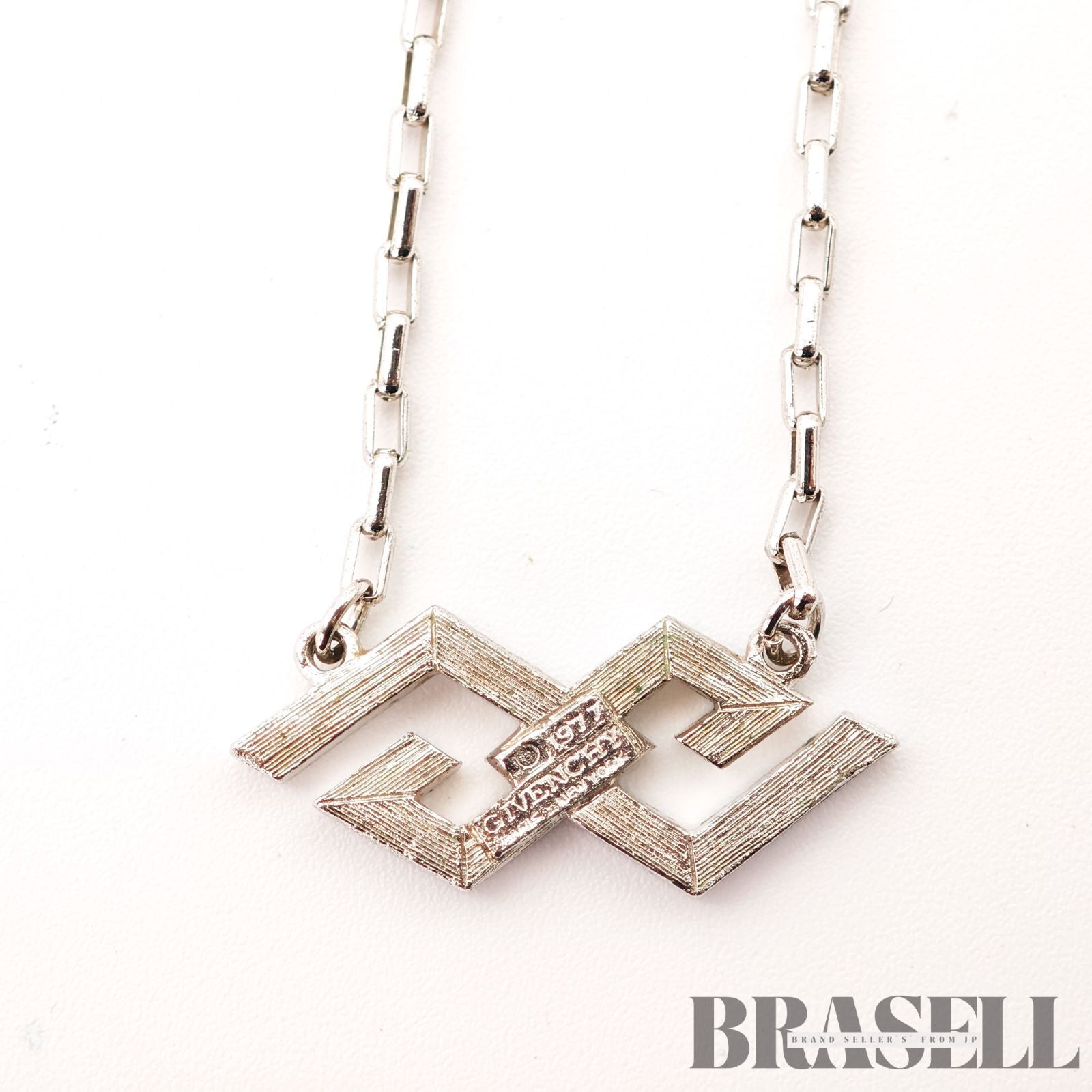 Givenchy G Logo Rhinestone Silver Tone Necklace Women's 【ImportFeeFREE】