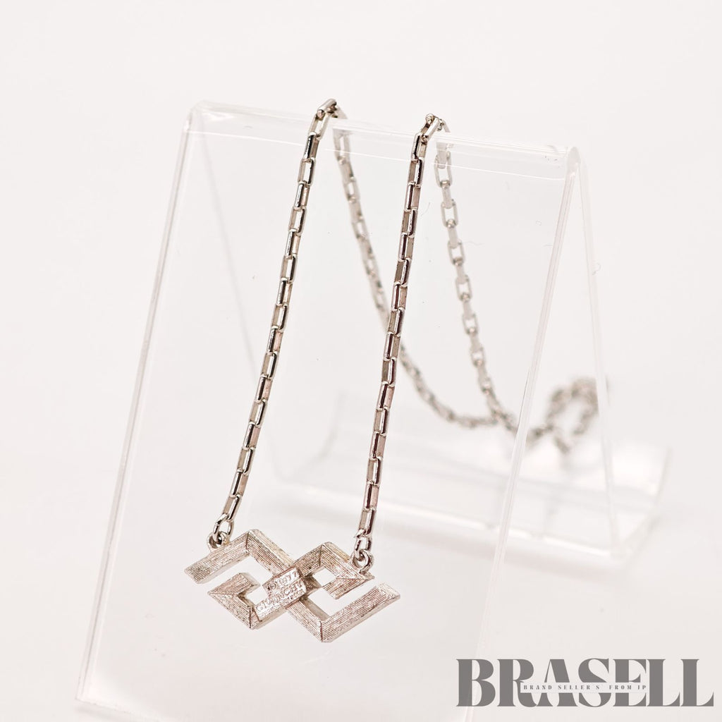 Givenchy G Logo Rhinestone Silver Tone Necklace Women's 【ImportFeeFREE】