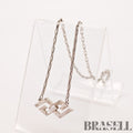 Givenchy G Logo Rhinestone Silver Tone Necklace Women's 【ImportFeeFREE】
