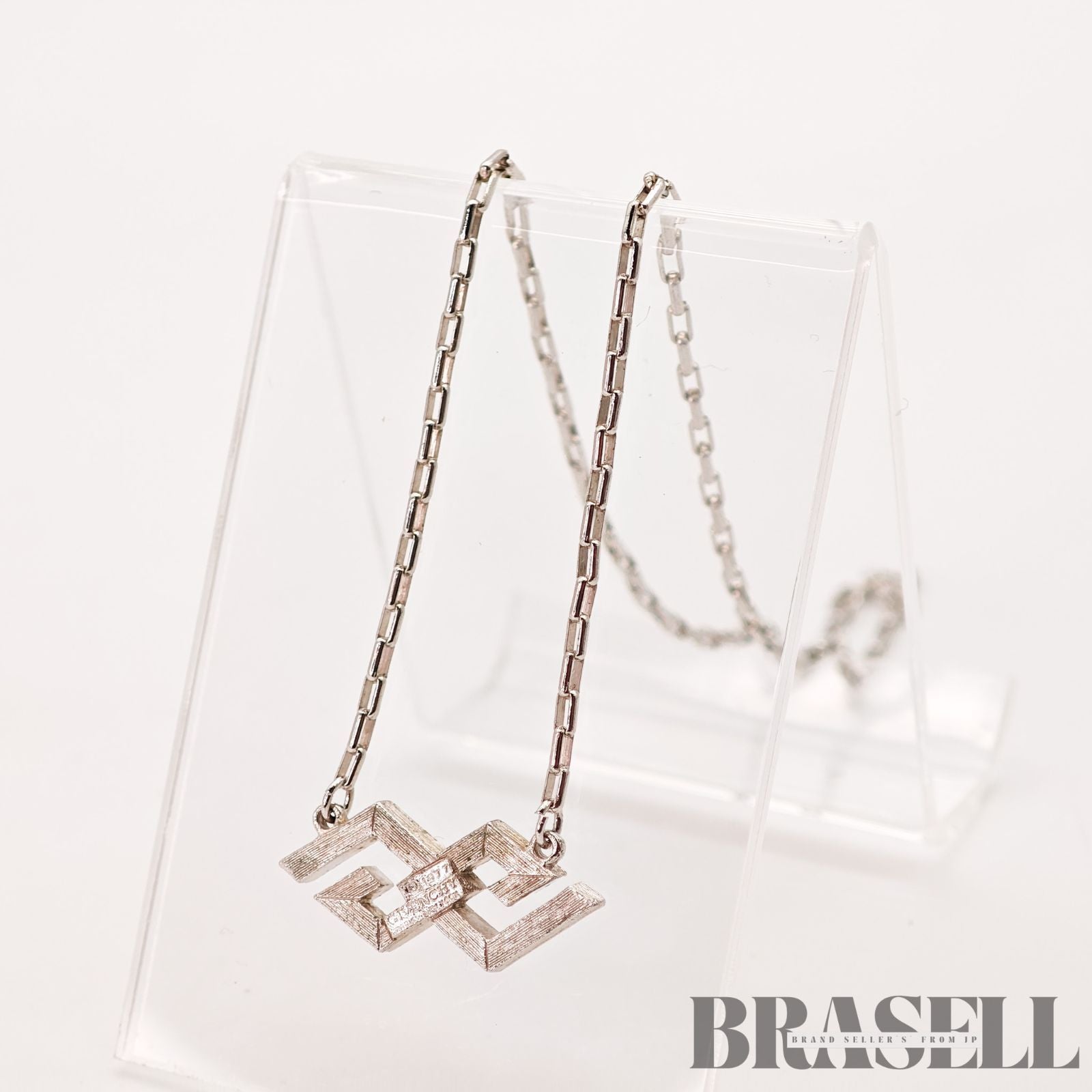 Givenchy G Logo Rhinestone Silver Tone Necklace Women's 【ImportFeeFREE】