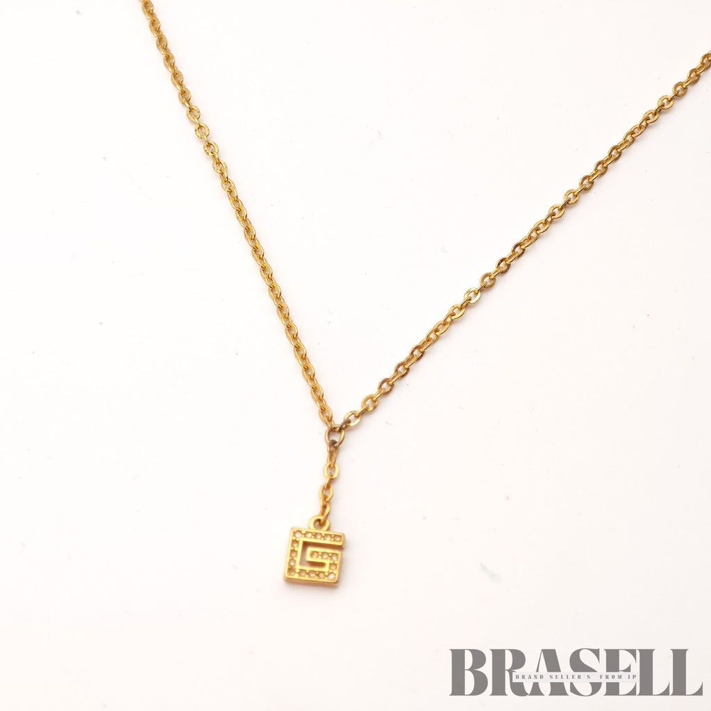 Givenchy G Logo Rhinestone Gold Tone Necklace Vintage 【ImportFeeFREE】