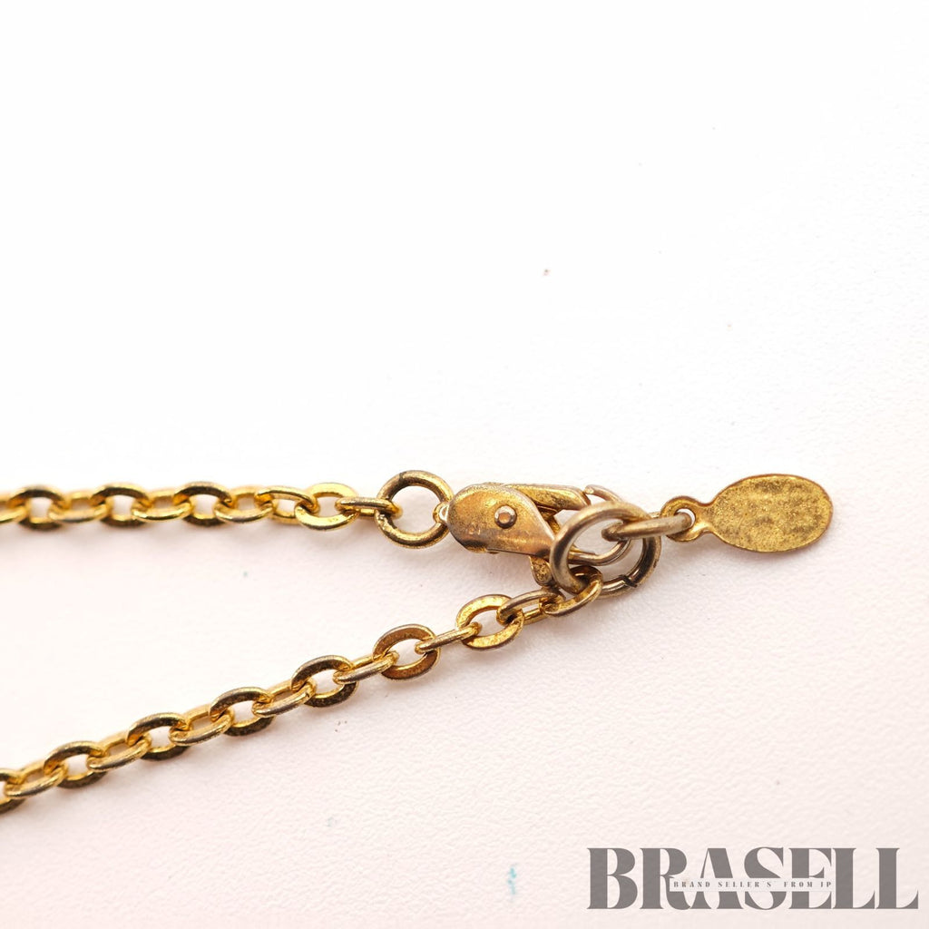 Givenchy G Logo Rhinestone Gold Tone Necklace Vintage 【ImportFeeFREE】
