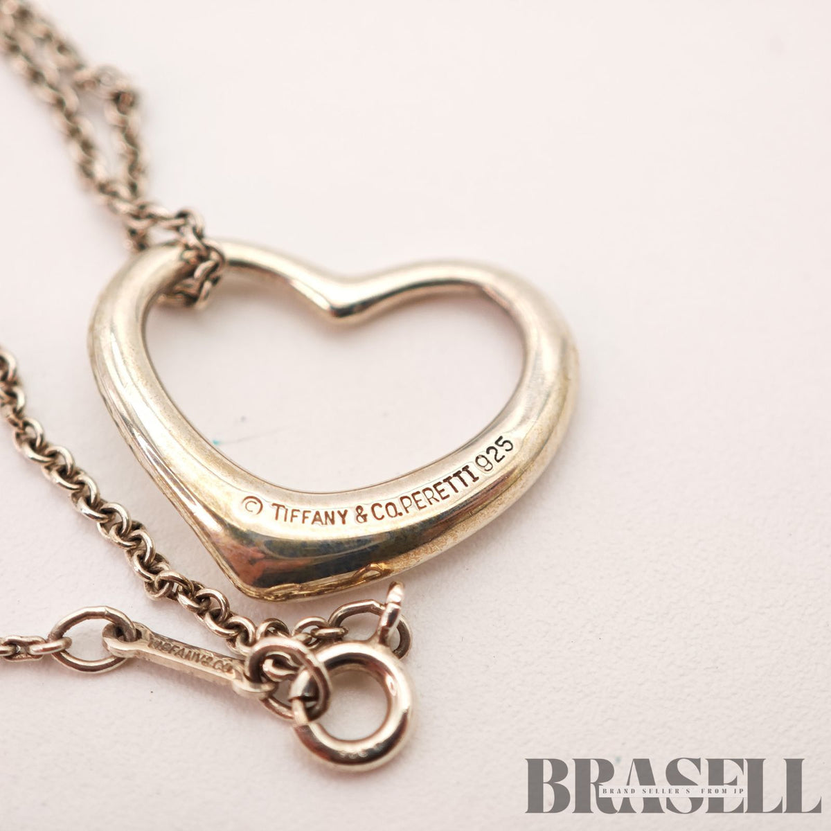 Tiffany & Co. Open Heart Necklace Sterling Silver 41.5cm【ImportFeeFREE】