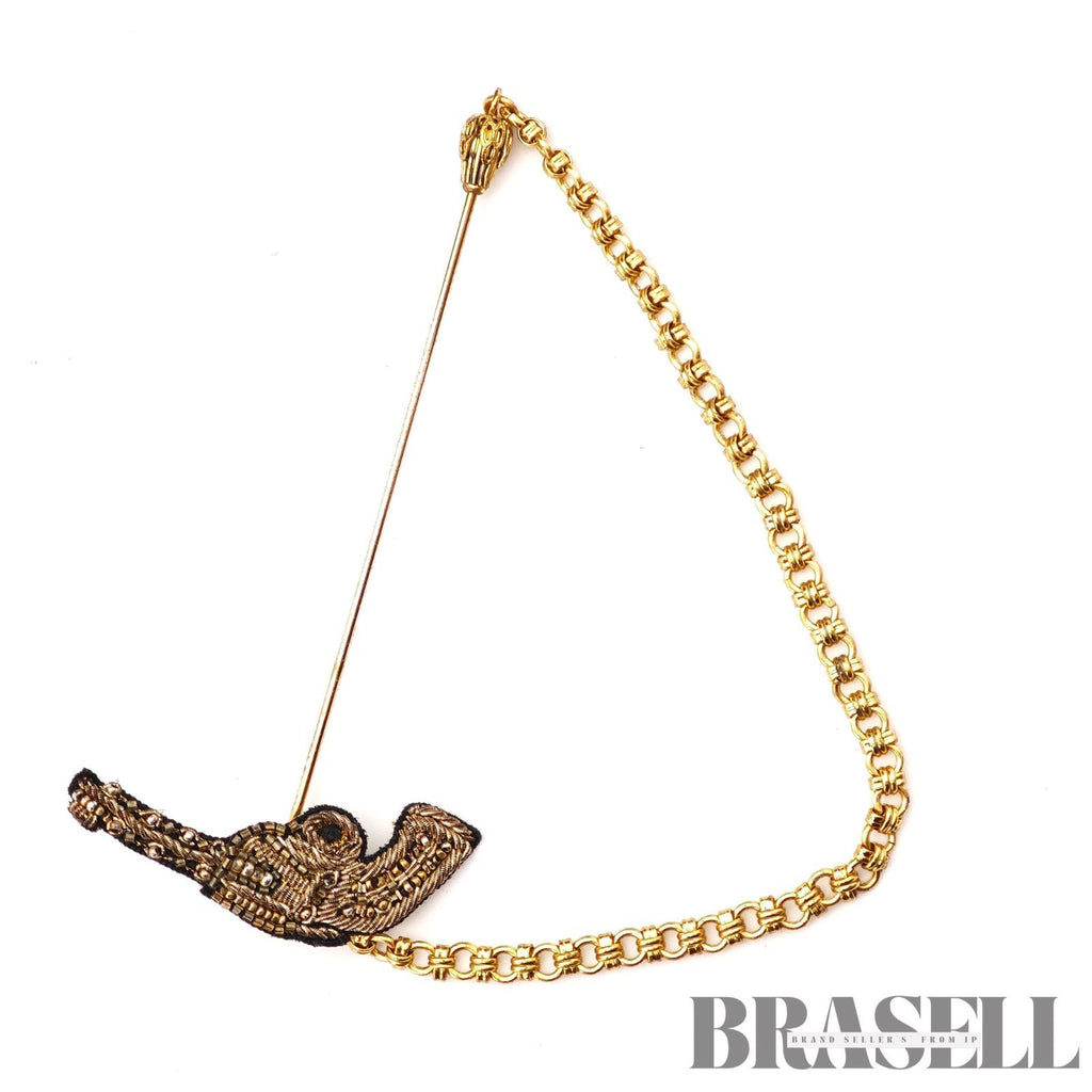 Dolce & Gabbana Jewel Gun Brooch Gold Tone Pin Badge 【ImportFeeFREE】