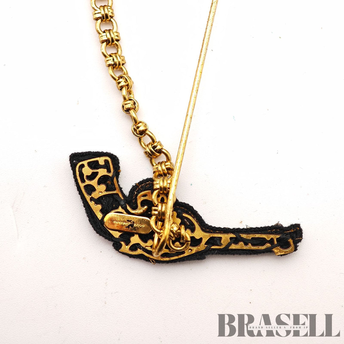 Dolce & Gabbana Jewel Gun Brooch Gold Tone Pin Badge 【ImportFeeFREE】