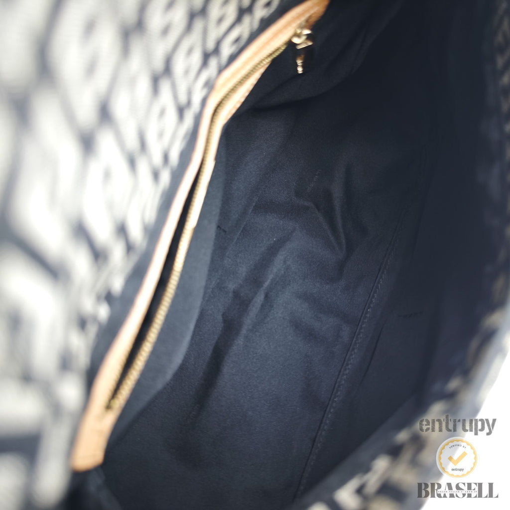 FENDI Zucchino Mamma Baguette 8BR001 Black Beige Hand Bag 【ImportFeeFREE】
