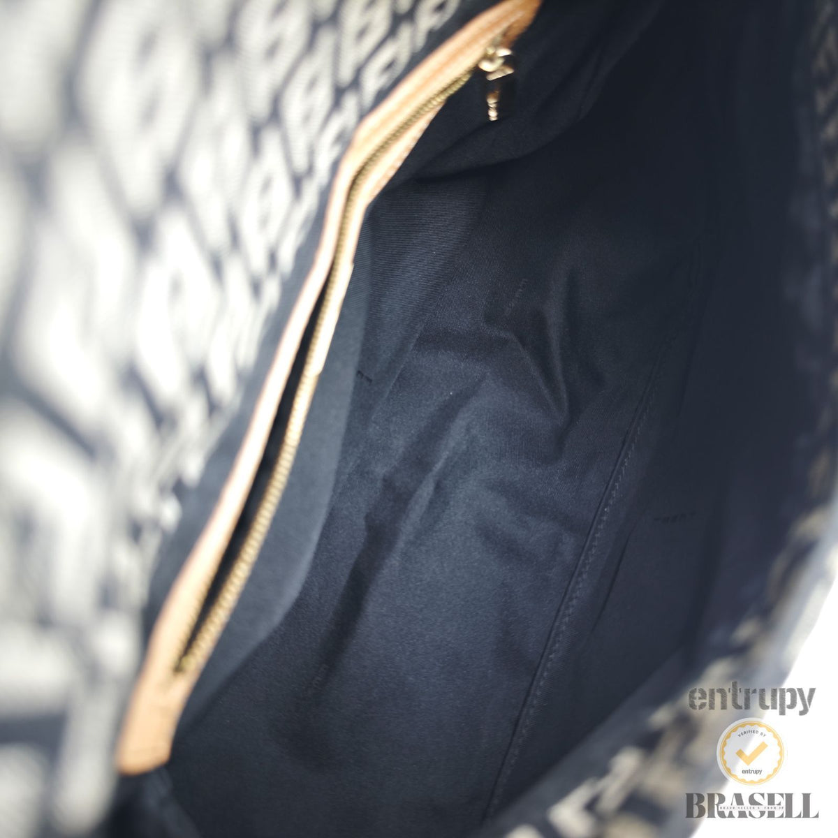 FENDI Zucchino Mamma Baguette 8BR001 Black Beige Hand Bag 【ImportFeeFREE】