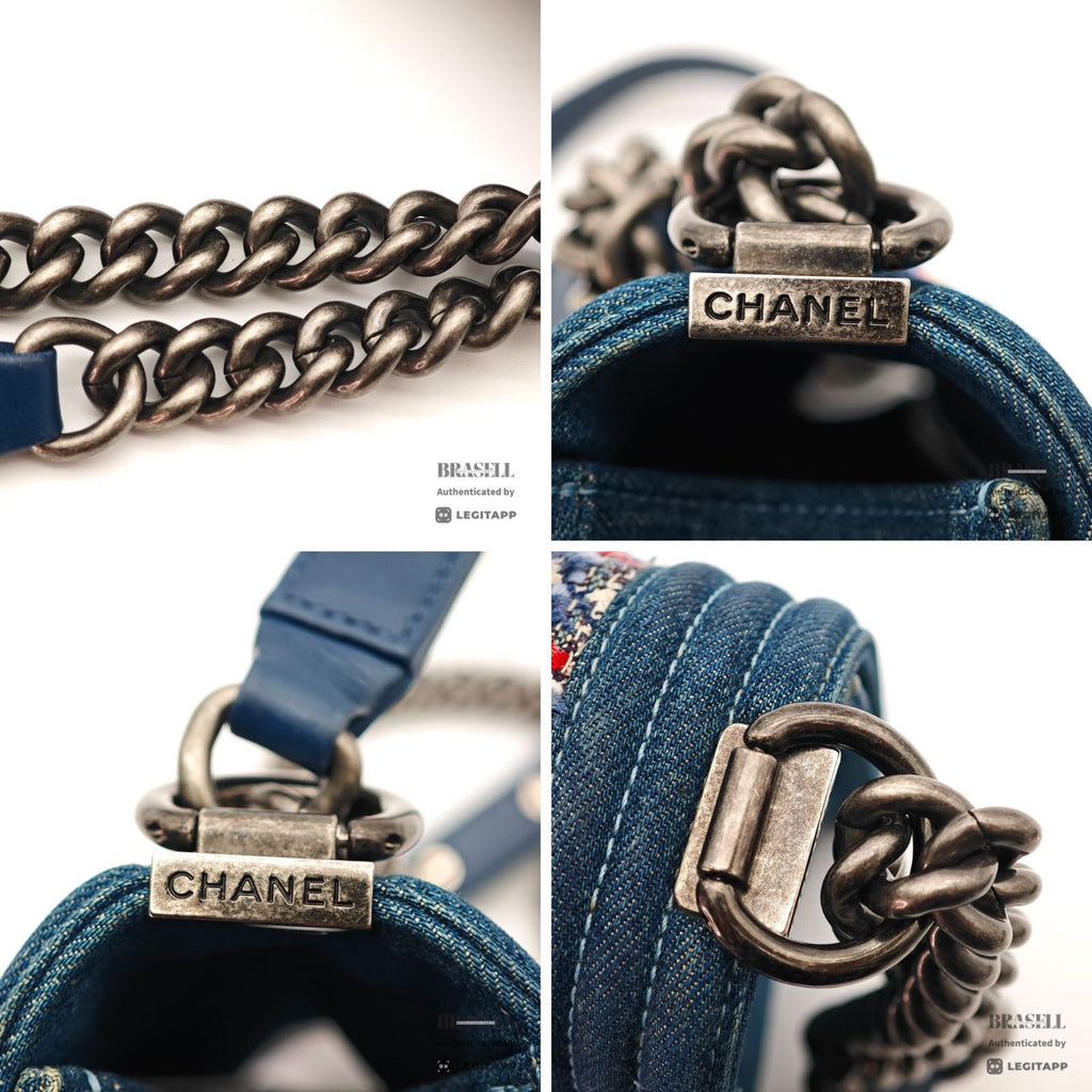 CHANEL Boy Chanel Denim Tweed Flap Shoulder Bag Blue Women's【ImportFeeFREE】