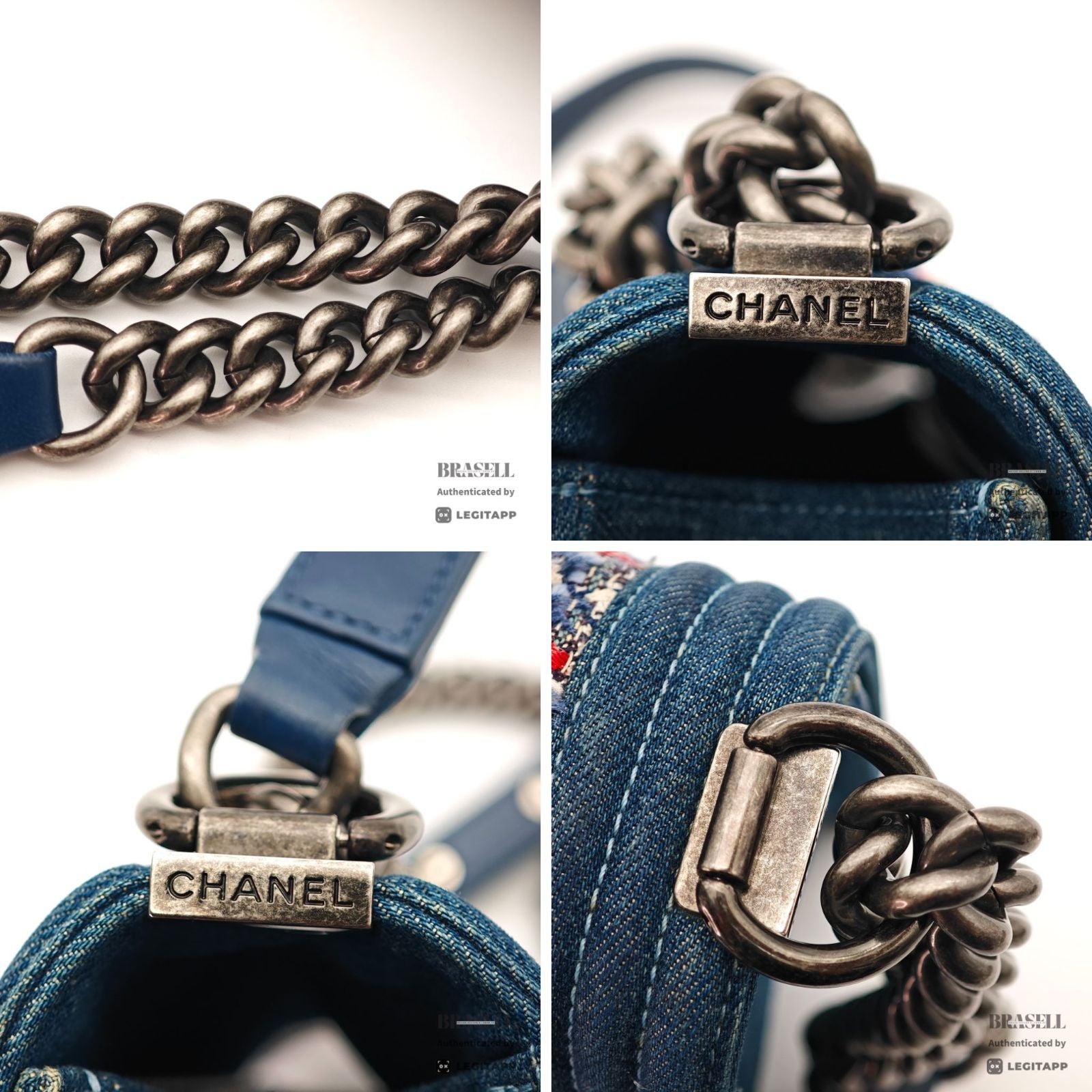 CHANEL Boy Chanel Denim Tweed Flap Shoulder Bag Blue Women's【ImportFeeFREE】