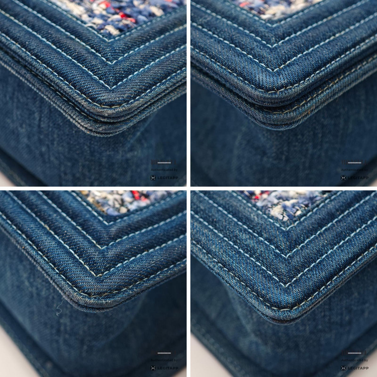 CHANEL Boy Chanel Denim Tweed Flap Shoulder Bag Blue Women's【ImportFeeFREE】