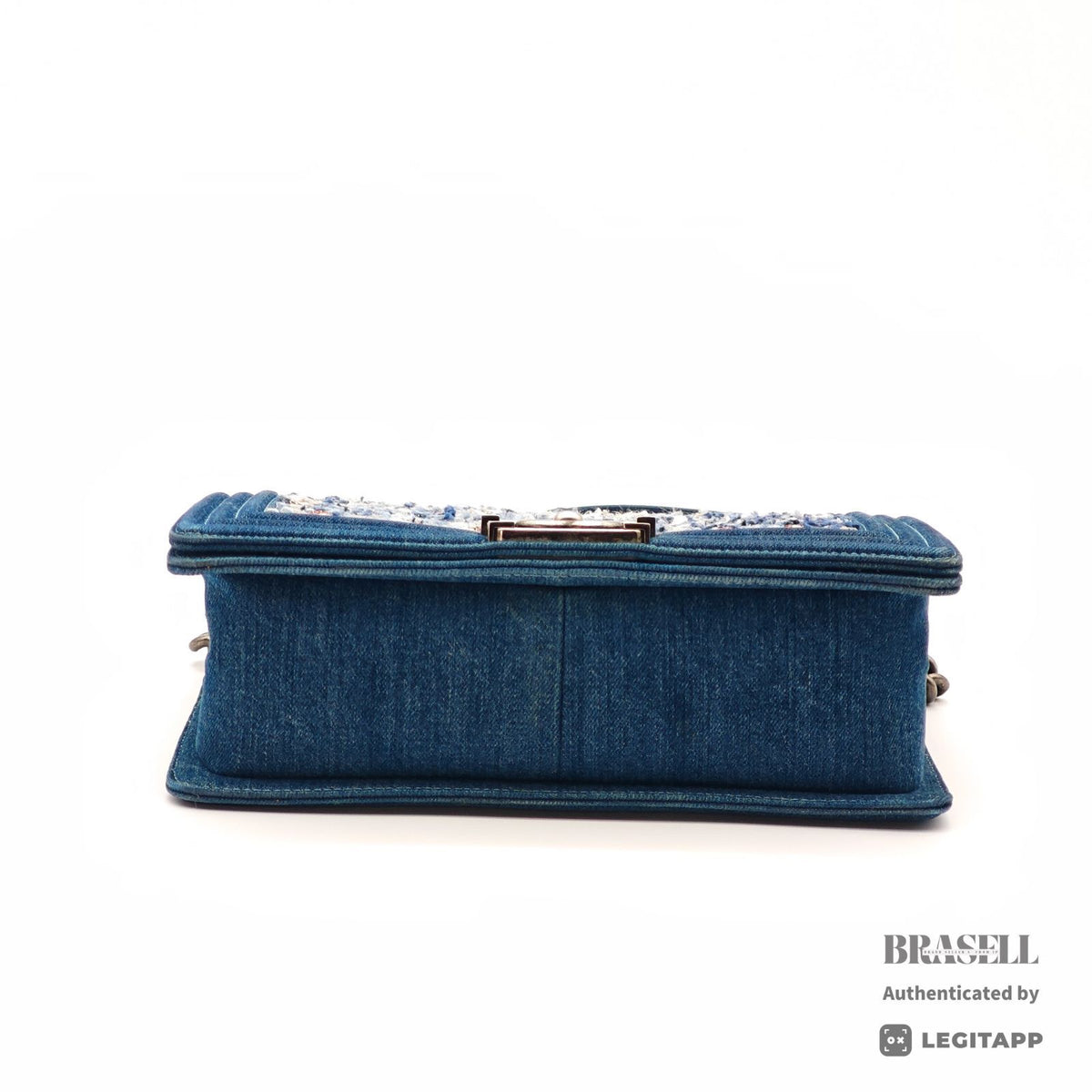 CHANEL Boy Chanel Denim Tweed Flap Shoulder Bag Blue Women's【ImportFeeFREE】