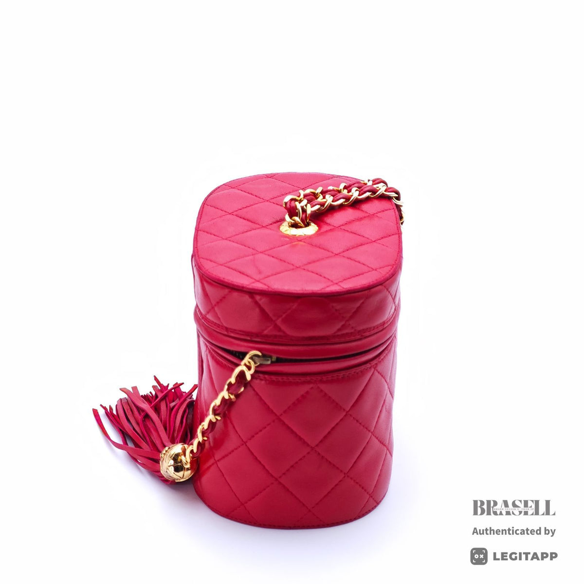 CHANEL Vanity Chain Bag Red Cylindrical Mini Shoulder Bag【ImportFeeFREE】