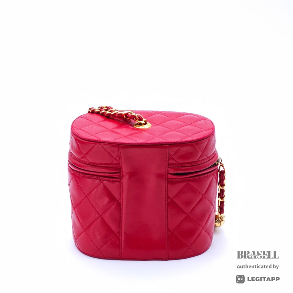 CHANEL Vanity Chain Bag Red Cylindrical Mini Shoulder Bag【ImportFeeFREE】