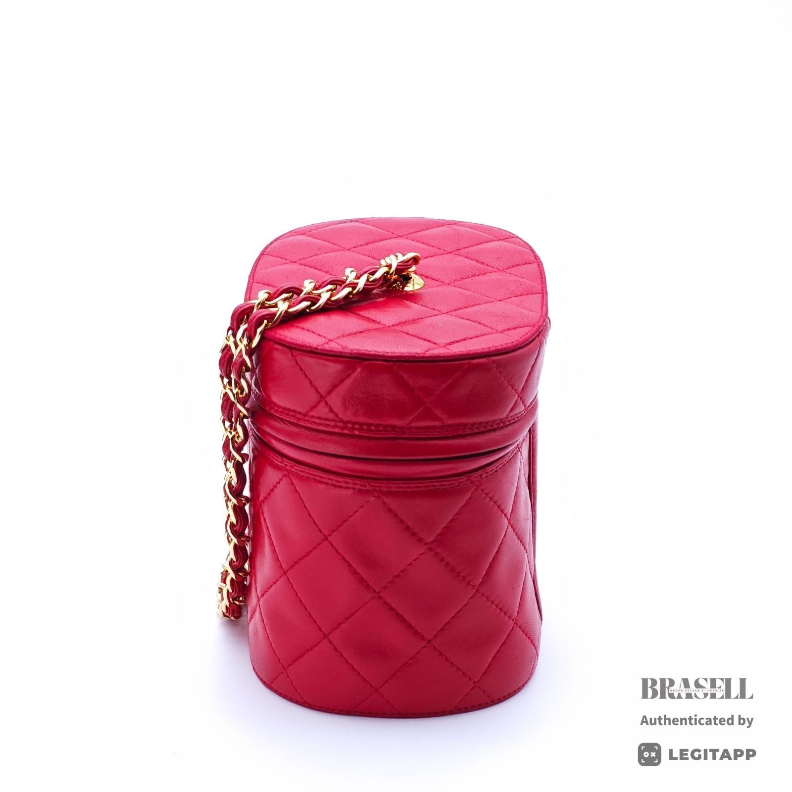 CHANEL Vanity Chain Bag Red Cylindrical Mini Shoulder Bag【ImportFeeFREE】