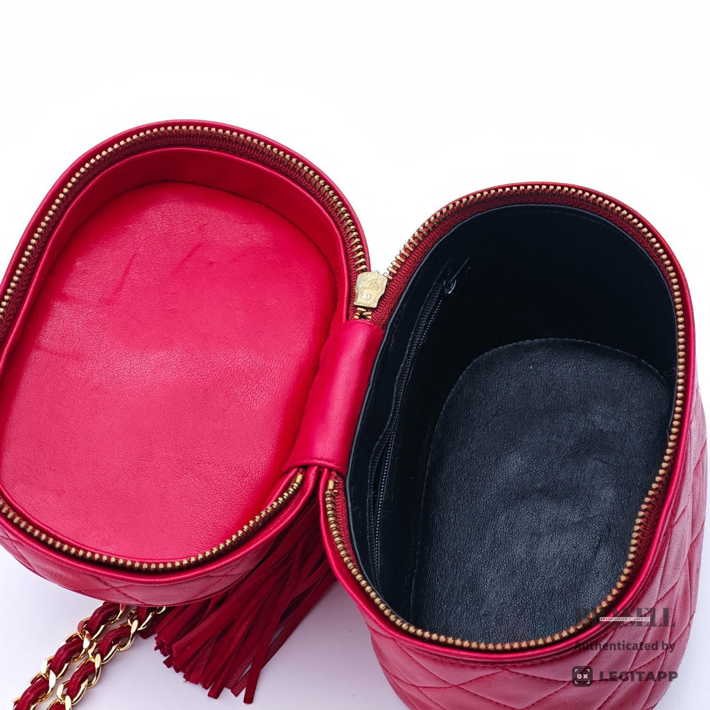 CHANEL Vanity Chain Bag Red Cylindrical Mini Shoulder Bag【ImportFeeFREE】